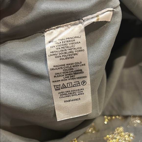 LOFT Gray Dress with Gold Star Design. Lined. Size Medium - Picture 9 of 12